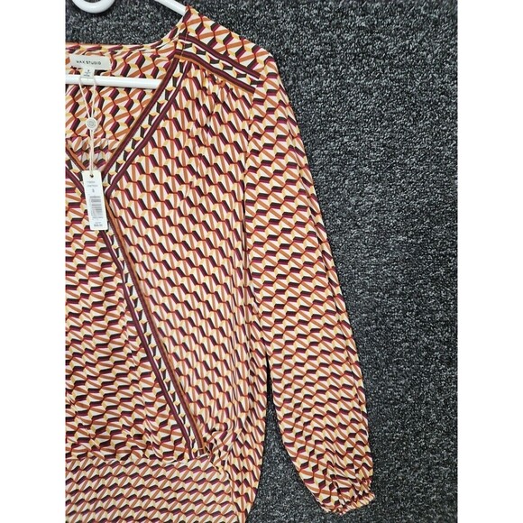 Max Studio Women's Small Southwest Geometric Wrap V-Neck Pullover Blouse NWT NEW - Picture 4 of 11